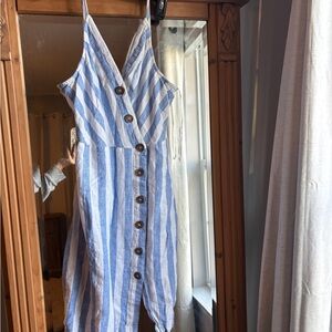 Striped Blue and White Button-Down Dress